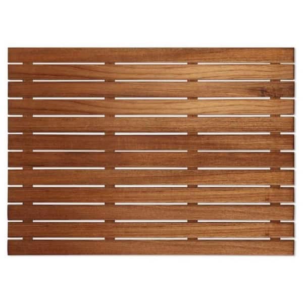 25 in. x 18 in. Brown Solid Color Wood Rectangle Bath Mat