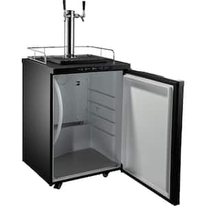 43 gal. Double Taps Stainless Kegerators Beer Dispenser Refrigerator with Complete Accessories in Black