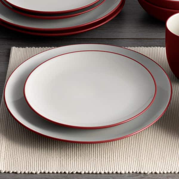 Colorwave Raspberry 8.25 in. (Cherry) Stoneware Coupe Salad Plates, (Set of 4)