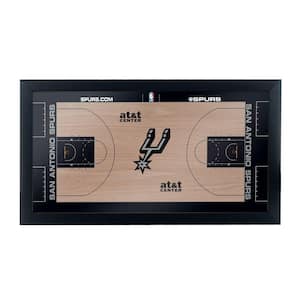 San Antonio Spurs Official NBA Court 15 in. x 26 in. Black Framed Plaque