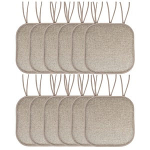 Cameron Square Memory Foam 16 in.x16 in. Non-Slip Back, Chair Cushion with Ties (12-Pack), Beige/Taupe
