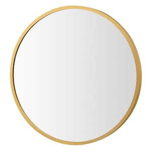 16 in. H x 16 in. W Modern Round Wall Mounted Bathroom Mirror Aluminum Alloy Frame Gold Decor Mirror