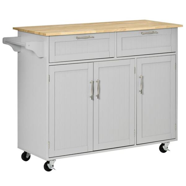 ANTFURN Grey Kitchen Cart with Drawers Shelf Spice Rack Locking Casters Wheels