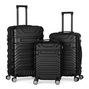 (20 in./24 in./28 in.) 3-Piece Black Hardside Trolley with Spinner Wheels TSA Lock Lightweight Durable Luggage Set