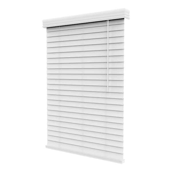 White Cordless Room Darkening Blinds with Crown Valance with 2 in. Slats - 26.5 in. W x 48 in. L