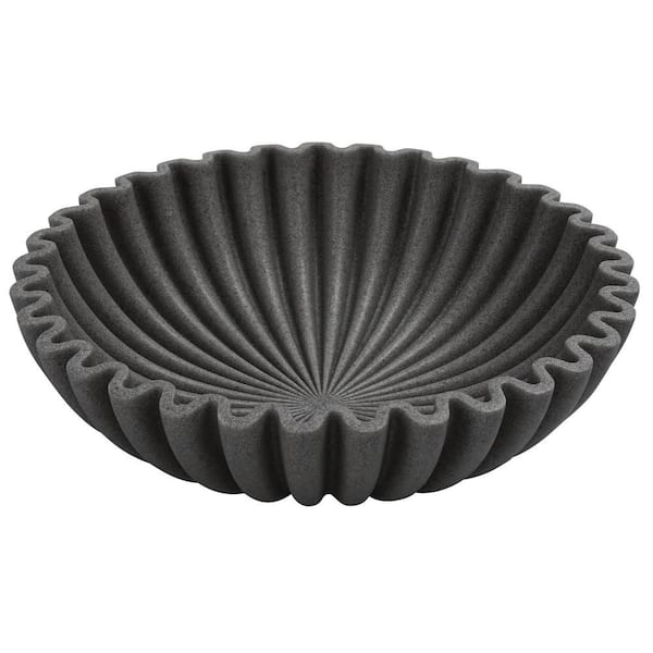 10 in. 166 fl. oz. Black Resin Serving Bowl for Kitchen Counter, Entry Table, Large Decorative Bowl, Artificial Stone