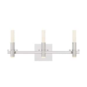 Torna 20.5 in. Polished Nickel Integrated LED Vanity Light Bar with Frosted White Acrylic Shade