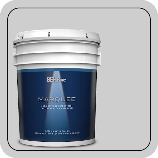 BEHR MARQUEE 5 gal. #770E-2 Silver Screen color Satin Enamel Interior Paint & Primer