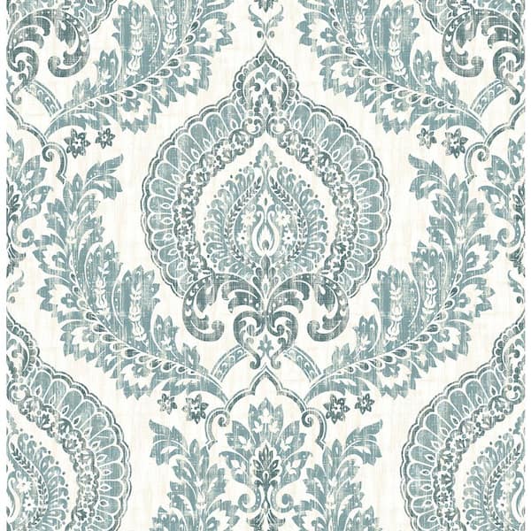 Damask Wallpaper Blue Color on Dark Background Pattern Wallpaper Peel –  StickerBrand