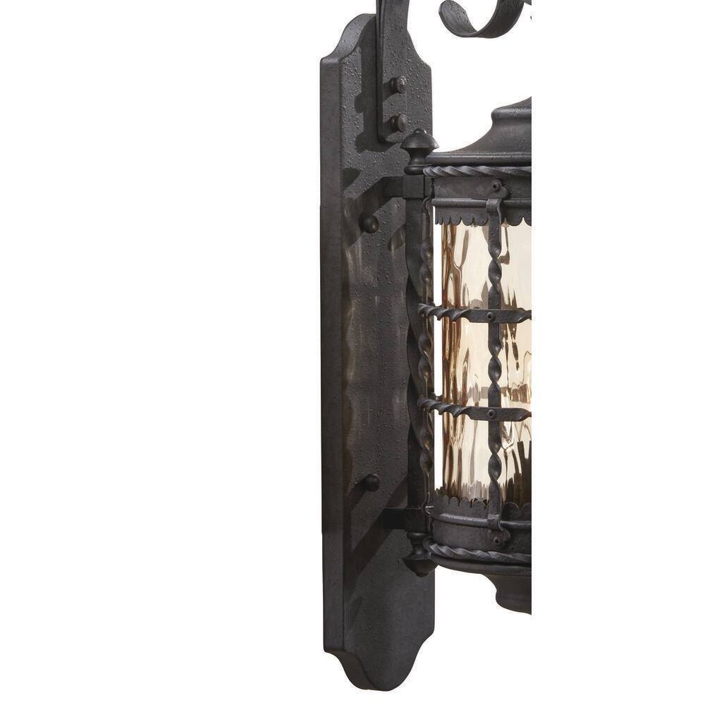 Spanish Iron 2-Light Outdoor Wall Lantern with Champagne Glass