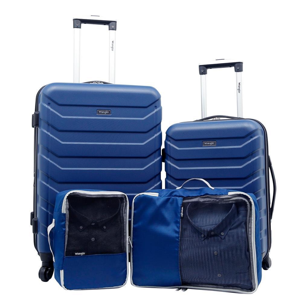 Wrangler 4-Piece Blue Hard Side Verticals Set and 2-Packing Cubes