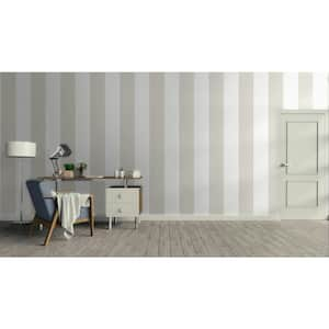 Smart Stripes 3 Cream/White Widest Stripe Matte Finish Non-Pasted Vinyl on Non-Woven Wallpaper Roll