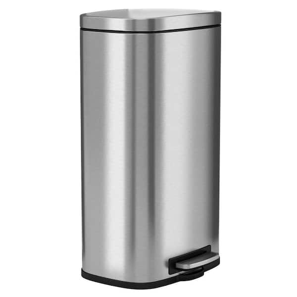 8 gal. / 30 Liter Fire-Resistant Stainless-Steel Step on Pedal Trash Can with Odor Filter and Removable Inner Bucket