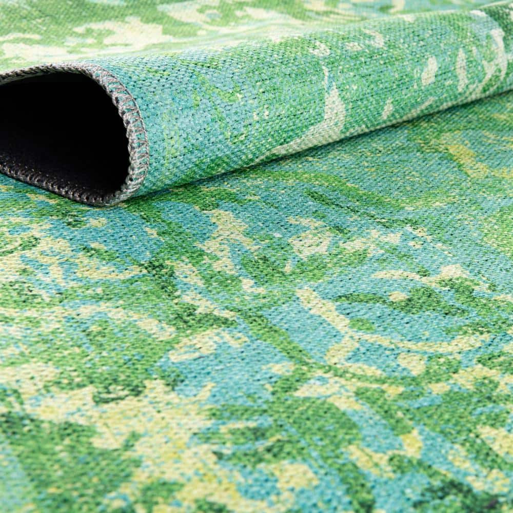 Francesca Spring Green Medallion 10' Square Washable Rug