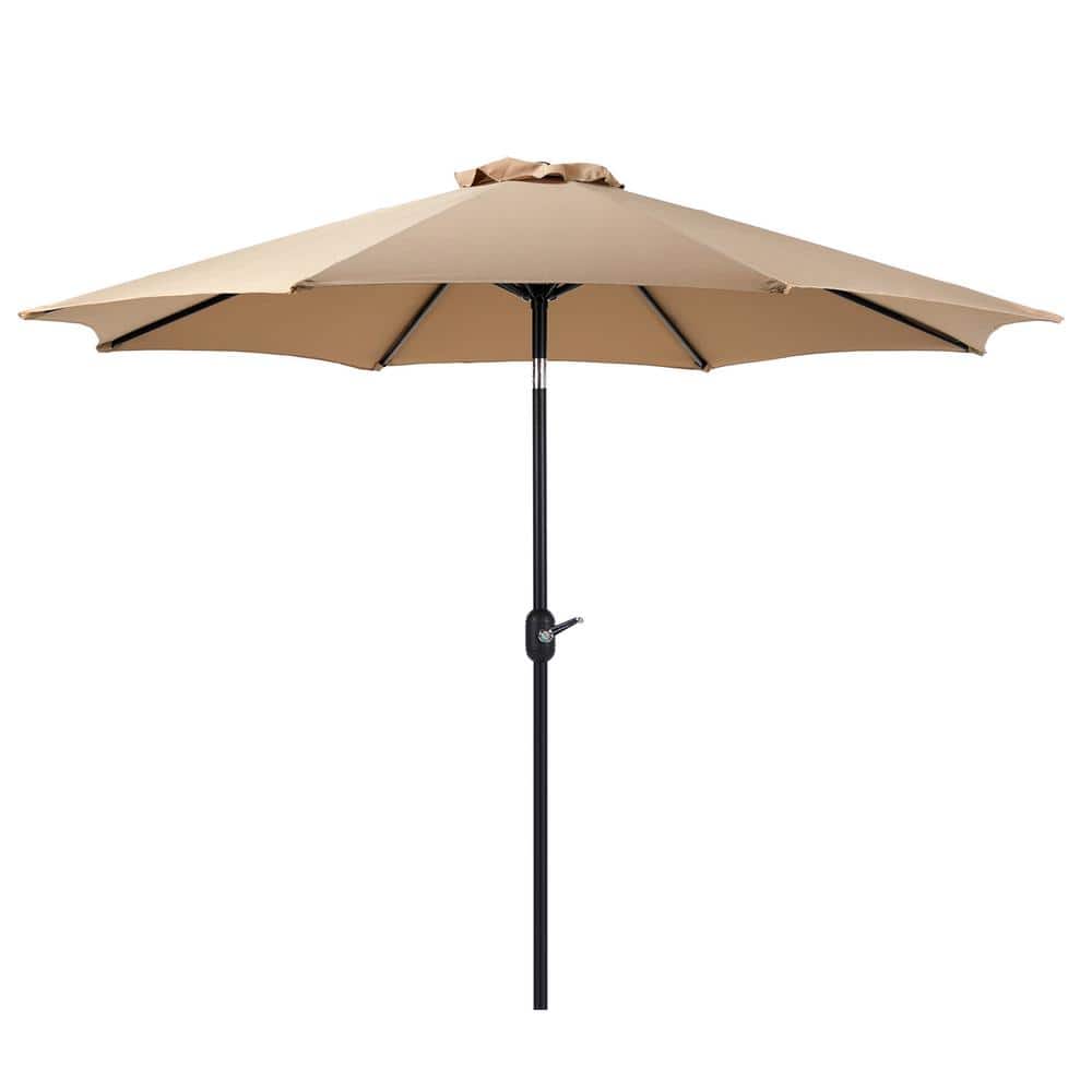 9 ft. Aluminum Sunshade Shelter Market Patio Umbrella in Khaki Push Button 