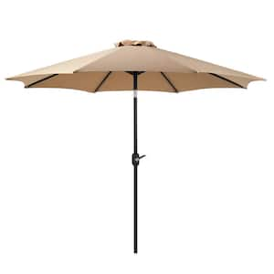 9 ft. Aluminum Sunshade Shelter Market Patio Umbrella in Khaki Push Button Tilt and Crank