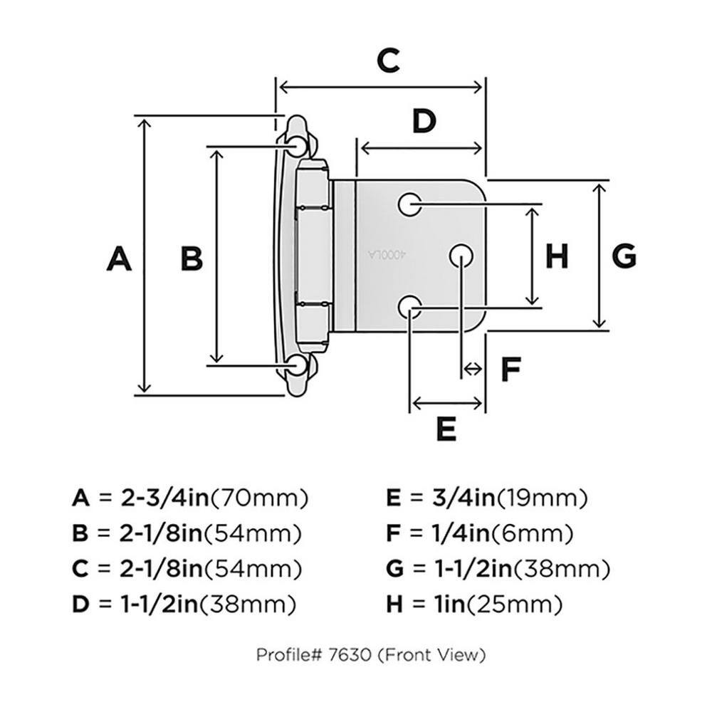 Satin Nickel Variable Overlay Self Closing Cabinet Hinge