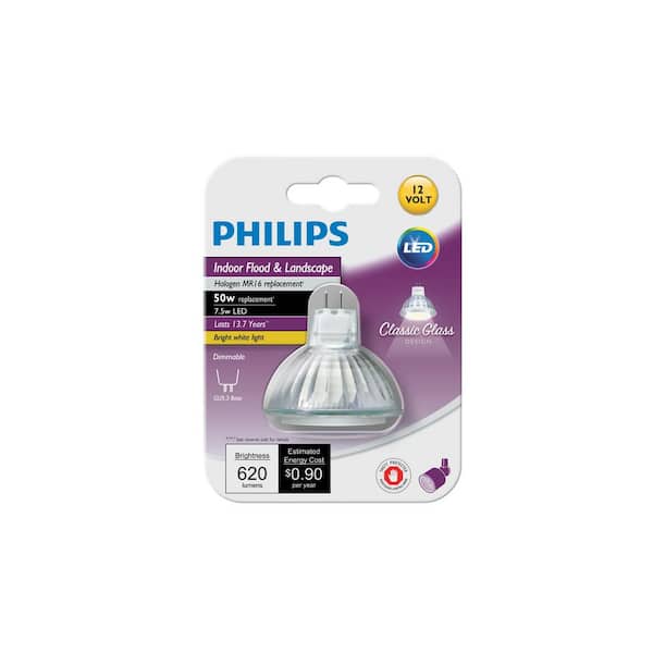 Philips 50-Watt Equivalent MR16 Bulb Glass 470278 - The Depot