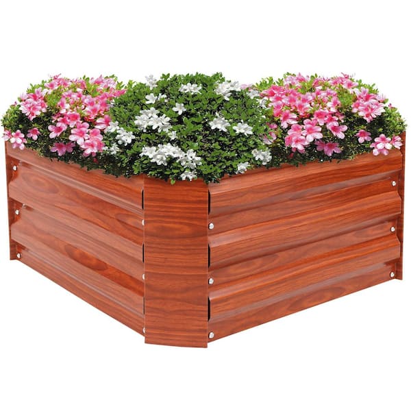 Sunnydaze 24 in. Square Woodgrain Galvanized Steel Raised Bed