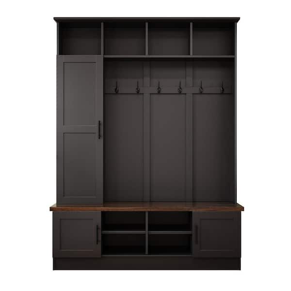 Harper & Bright Designs Black 3-in-1 Entryway Hall Tree with 6