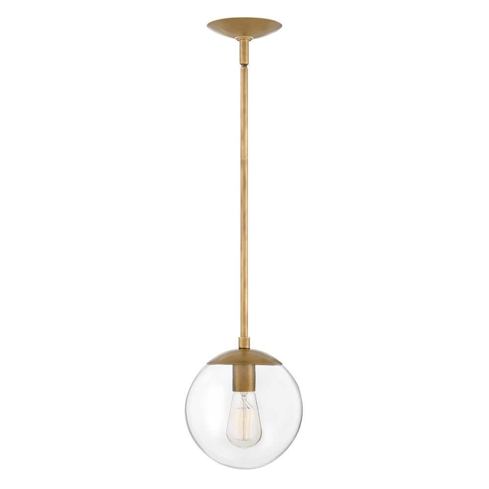 Heritage Brass Clear Globe Pendant Light with Adjustable Height
