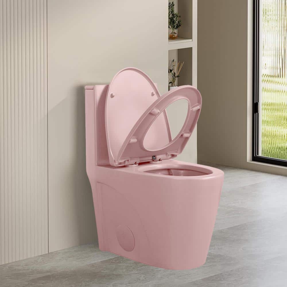 Matte Pink Elongated Dual Flush One-Piece Toilet