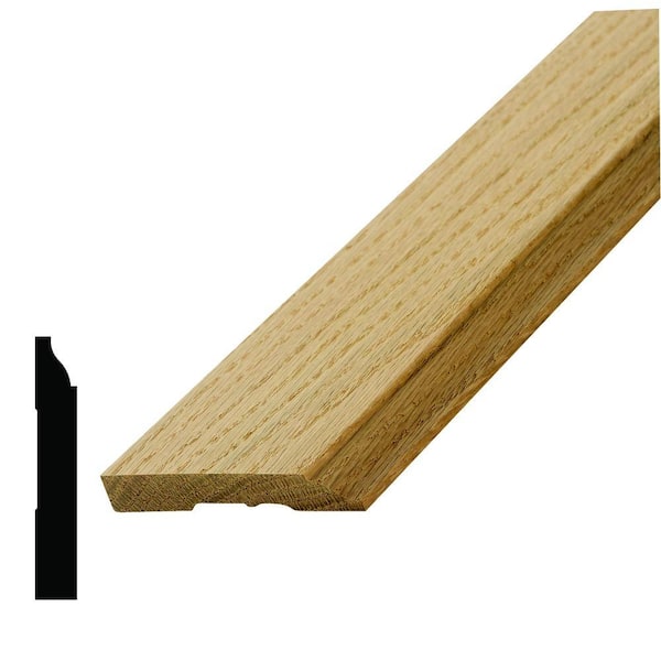 Alexandria Moulding 1/2 in. D x 3.1/4 in. W x 96 in. L Oak Wood Colonial Baseboard Moulding Pack (6-Pack)