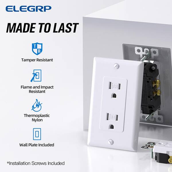 Commercial Electric Smart 15 Amp 120-Volt Tamper Resistant White Duplex  Outlet Powered by Hubspace (1-pack) HPKA315CWB - The Home Depot