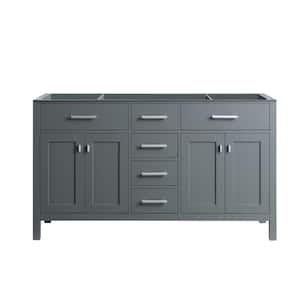London 59.5 in. W x 21.5 in. D x 34.75 in. H Bath Vanity Cabinet without Top in Gray