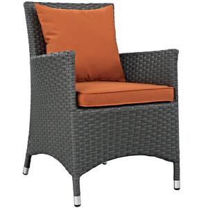 Sojourn Patio Wicker Outdoor Dining Chair with Sunbrella Canvas Tuscan Cushions