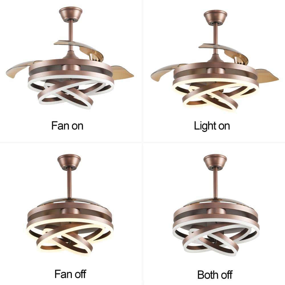 Bayview 42" Brown Brushed Metal LED Ceiling Fan with Remote