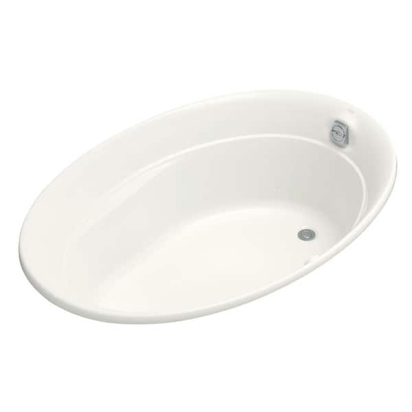KOHLER Serif BubbleMassage 5 ft. Acrylic Oval Drop-in Whirlpool Bathtub in White