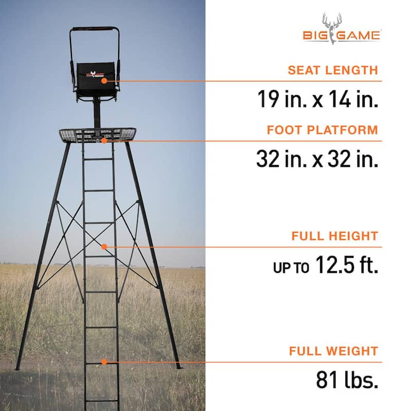 Tripod Hunting Ladderstand with Swiveling Seat