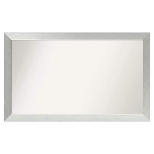 Amanti Art Brushed Sterling Silver 46 in. x 28 in. Custom Non-Beveled Wood Framed Bathroom Vanity Wall Mirror