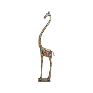 Grey Eclectic Giraffe Sculpture, 17 in. x 3 in. x 73 in.