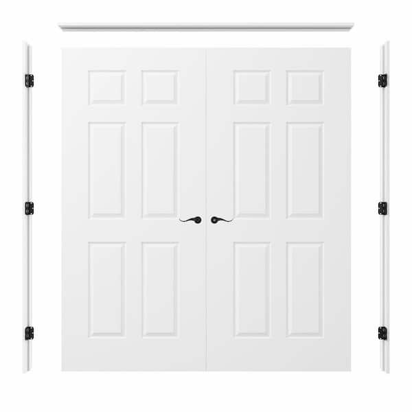 JELD-WEN 60 in. x 80 in. 6 Panel Colonist Primed Textured Molded