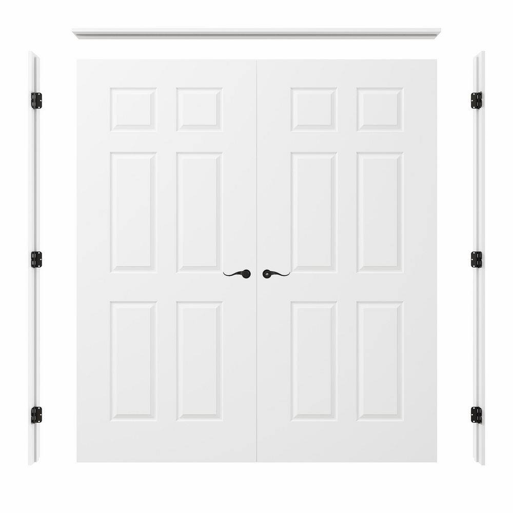 72 in. x 80 in. 6-Panel Universal-Hand Painted Solid Core Wood Double Prehung French Door + Quick Assemble Jamb price history on PriceWatchPro