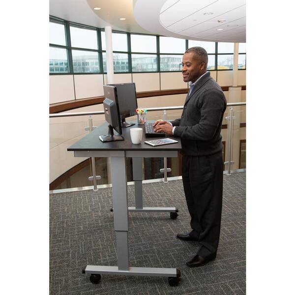 Luxor Silver and Black Oak Desk with Wheels