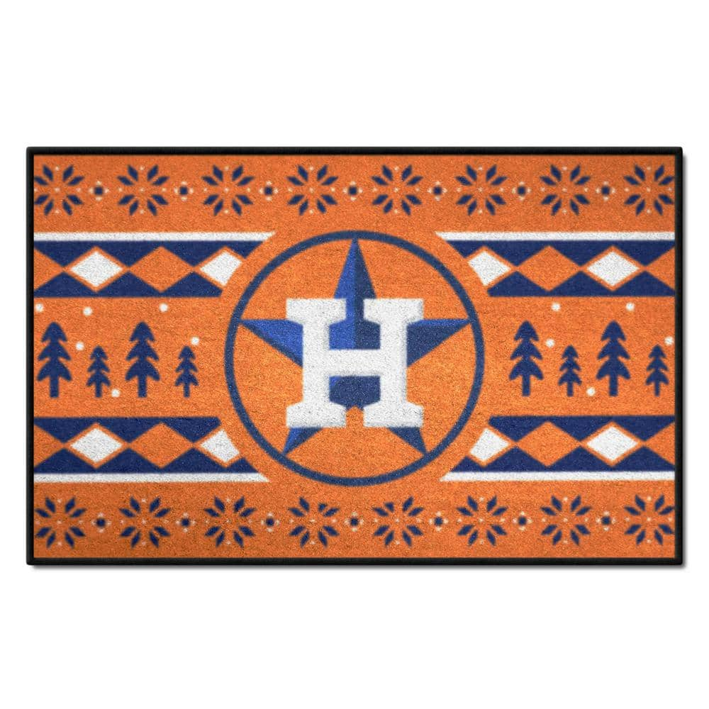 FANMATS Houston Astros Holiday Sweater Orange 1.5 ft. x 2.5 ft. Starter ...