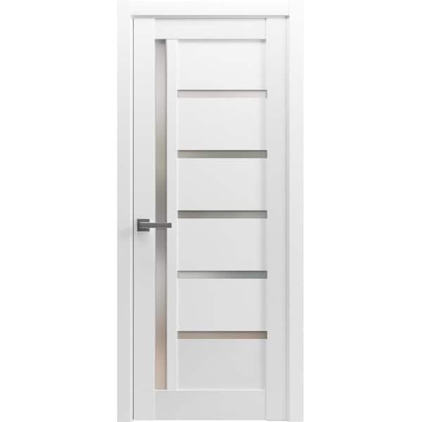 4088 24 in. x 80 in. Left-Hand/Inswing Solid Frosted Glass White Single Prehung Interior Door with Hardware