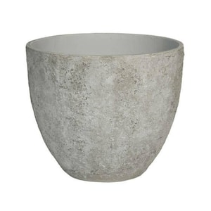 17.32 in. H Small Round Imperial White Ficonstone Indoor Outdoor Jesslyn Planter
