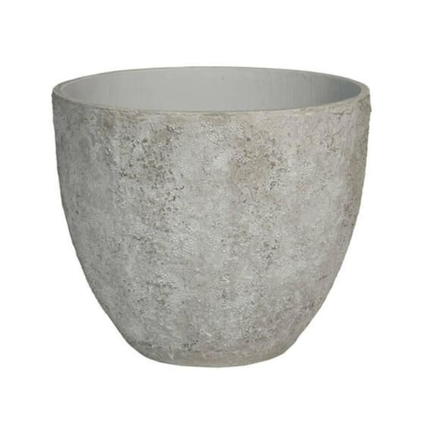 PotteryPots 17.32 in. H Small Round Imperial White Ficonstone Indoor Outdoor Jesslyn Planter