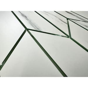 Tuscan Design Styles Carrara White Chevron 3.75 in. x 11.75 in. Glass Decorative Tile (16.2 sq. ft.)