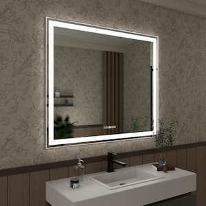 Swarm 42 in. W x 36 in. H Rectangular Frameless Radar LED Wall Bathroom Vanity Mirror