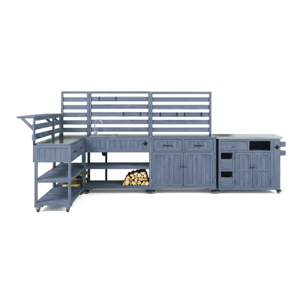 4-Piece Gray Outdoor Grill Cart, BBQ Kitchen Cart with Storage Cabinets,  Drawers & Stainless Table Top price history on PriceWatchPro