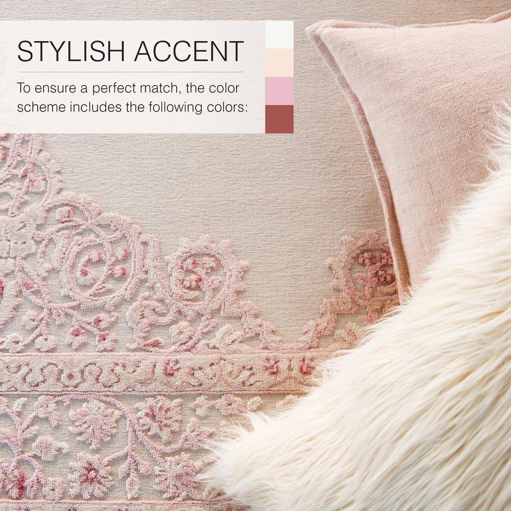 Gray Medallion Tufted Rectangular Wool-Chenille Blend Rug