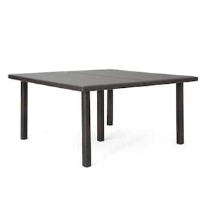64 in. Brown Multi Rattan Square Outdoor Dining Table