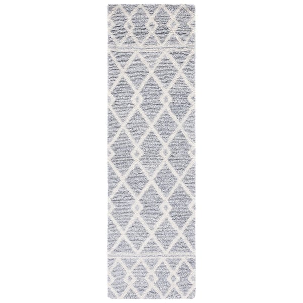 Vermont 2 ft. x 8 ft. Gray/Ivory Geometric Border Runner Rug