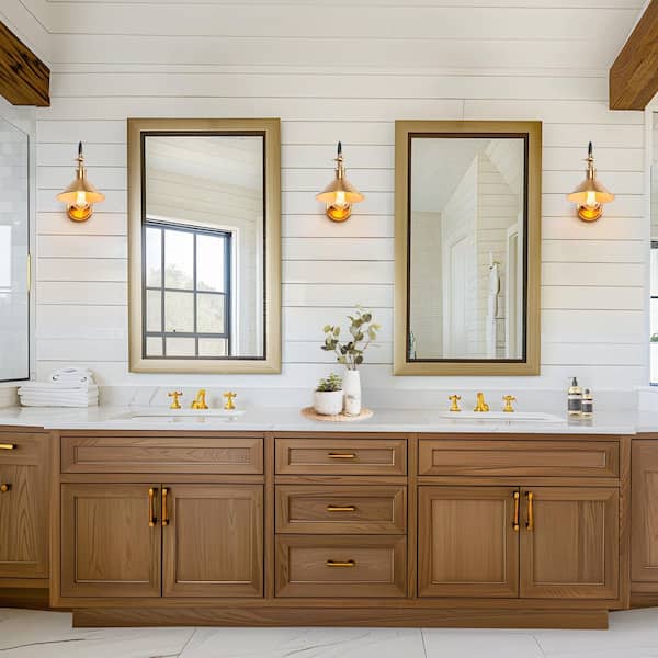 Zevni 1-Light Brass Gold Modern Wall Sconce, Industrial Bathroom