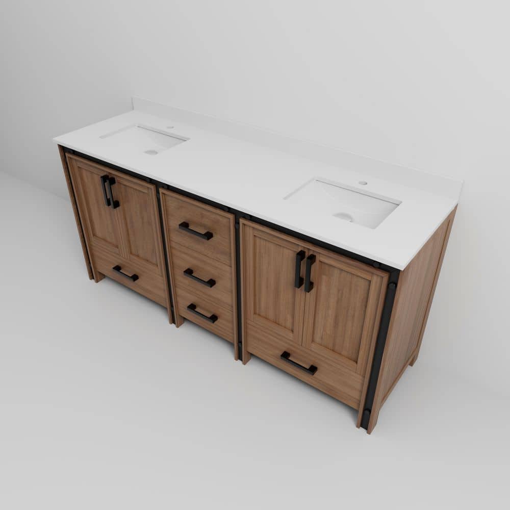 Rustic Barnwood 72" Double Vanity with Cultured Marble Top